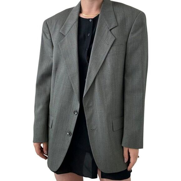 Vintage Christian Dior Mens Gray 100% Wool Sport Coat Oversized Blazer 40R - Picture 3 of 8